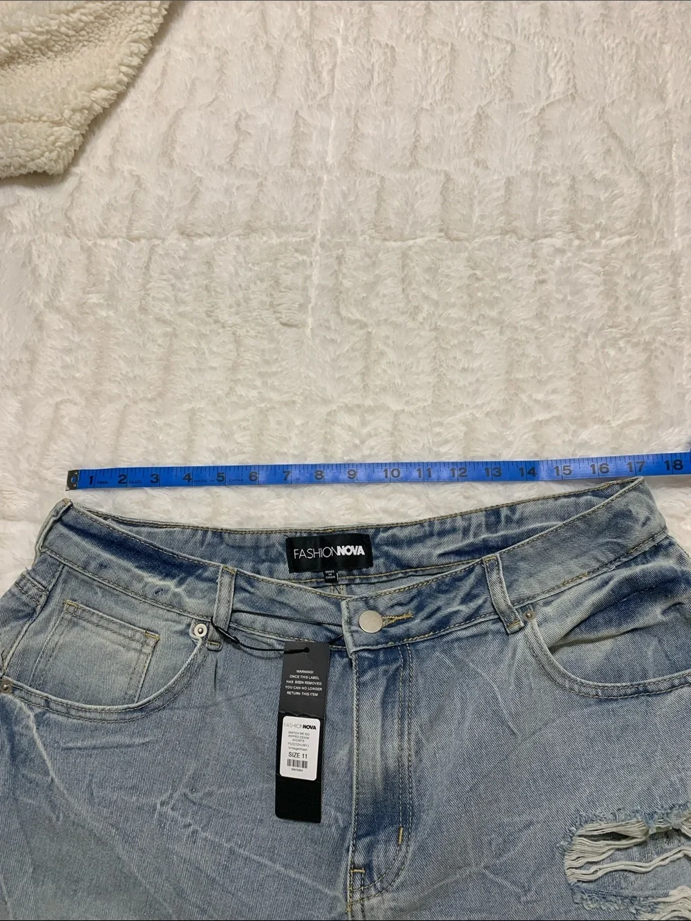 Fashion Nova Light Blue Ripped Men's Denim Shorts
